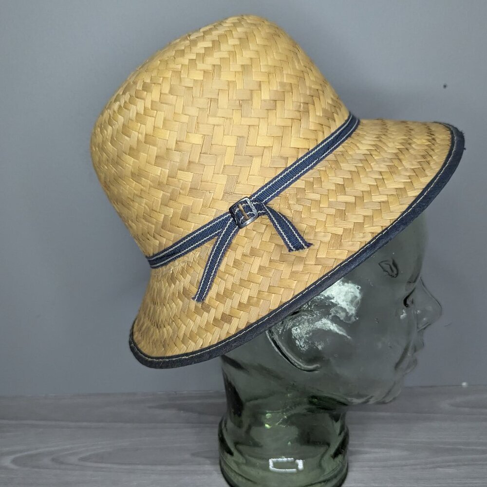 Vintage American Harvest Hat Co Sun Toppers Woven Straw Bucket Hat Sized Small